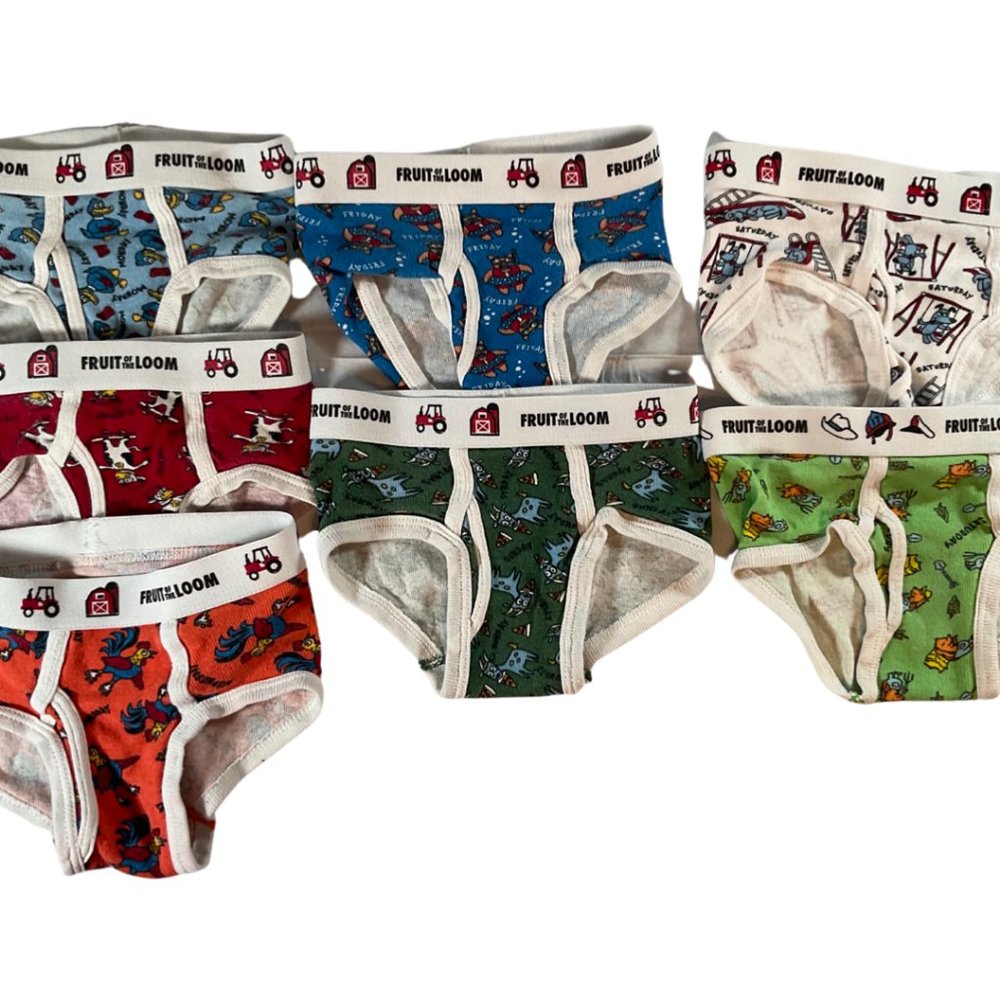 👣 5/$25 - Farm/Animal Print Day of the Week Briefs x7